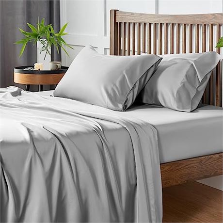 CozyLux Microfiber Duvet Cover Set, 104 x 90-Inch Full/Queen, Light Gray