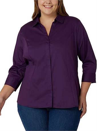 Riders by Lee Indigo Women's Plus Size Easy Care � Sleeve Woven Shirt, 4X