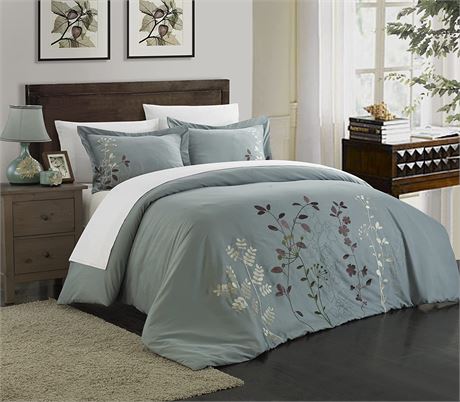 Chic Home Kaylee 3 Piece Duvet Cover Set Embroidered Floral