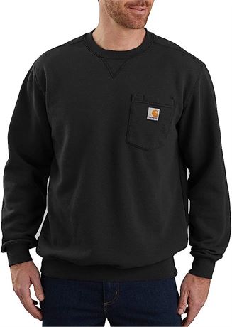 Carhartt Men's Loose Fit Midweight Crewneck Pocket Sweatshirt, Black, 3XL Tall