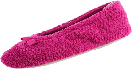 Isotoner Women's Slippers, Size 8/9, Pink/Chevron