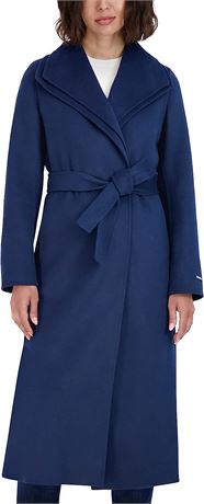 TAHARI Women's Maxi Double Face Wool Blend Wrap Coat, Medium