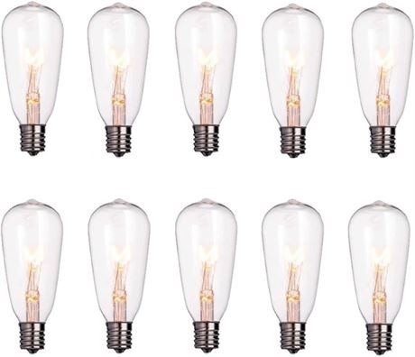 10 Pack Edison Light Bulbs Replacement, 7-Watt C9/E17