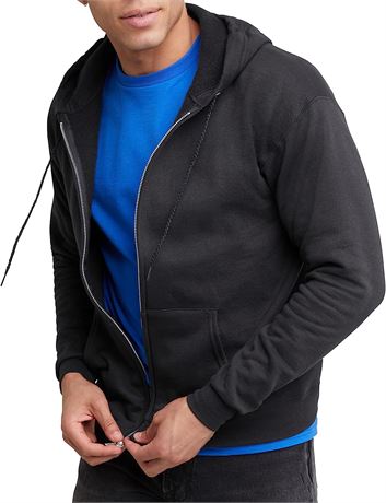 Hanes Men's Hoodie, EcoSmart Fleece Zip-Front Hooded Sweatshirt, XL, Black