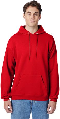 Hanes Unisex EcoSmart 50/50 Pullover Hooded Sweatshirt M Athletic Red