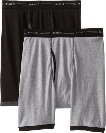 Hanes Men's Boxer Briefs Pack Cotton Boxer Brief Underwear, 2-Pack, Navy & Blue