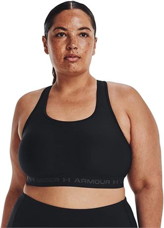 Under Armour Women's Crossback Mid Impact Sports Bra - Black - XXL