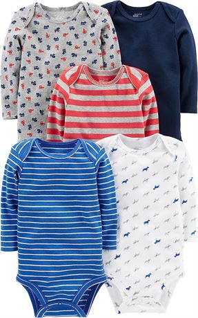 Simple Joys by Carter's Baby Boys' Long-Sleeve Bodysuit, Pack of 5 24M