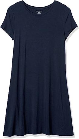 Amazon Essentials Women's Short-Sleeve Scoop Neck Swing Dress