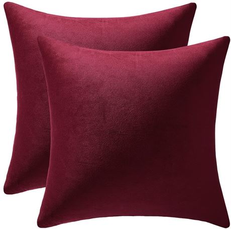 Throw Pillow Covers 16x16 Burgundy: 2 Pack