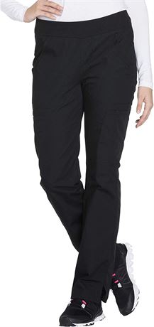 Scrub Pants for Women Workwear Originals Pull-On Waist with Rib-Knit, XL, Black