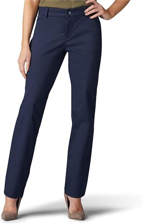 Lee Women's Wrinkle Free Relaxed Fit Straight Leg Pant, 18 Long, Imperical Blue