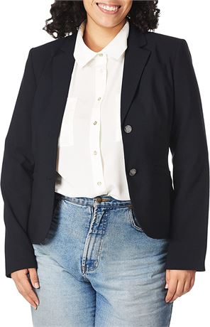 Calvin Klein Women's Two Button Lux Blazer - Navy - Size 14