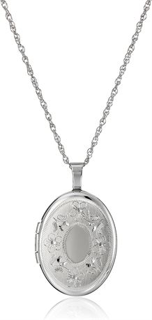 Amazon Collection Oval Hand Engraved Locket Necklace, 18"