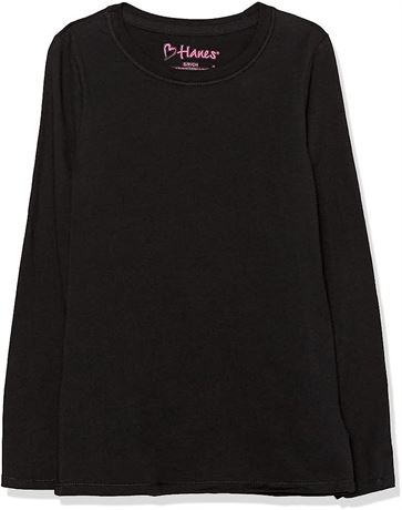 Hanes Girls Comfort Soft Long Sleeve Tee, Medium, Black