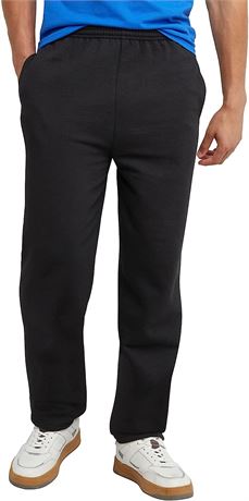 Hanes Men's EcoSmart Open Leg Pant with Pockets, black, M