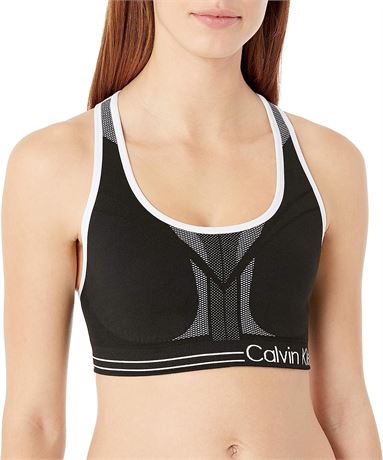 Calvin Klein Women's Reversible Seamless Sports Bra, Small, Black/White