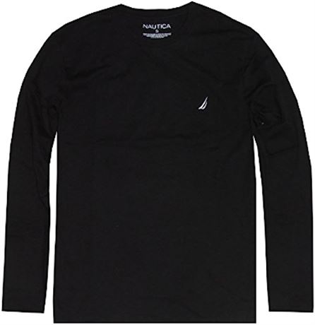 Nautica Men's Slim Fit Long Sleeve Crew Neck T-Shirt (M, Black)