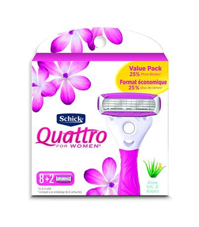 Schick Quattro Ultra Smooth Razor Blade Refills for Women, 10-Pack