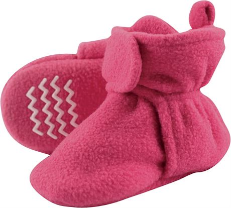 Hudson Baby Unisex Baby Cozy Fleece Booties Dark Pink, 0-6 Months