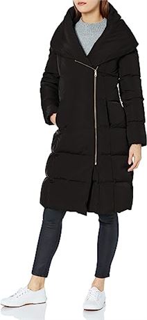 Cole Haan Women's Taffeta Down Coat with Bib, Med