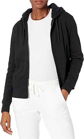 Amazon Essentials Women's Sherpa-Lined Fleece Full-Zip Hooded Jacket, Lg