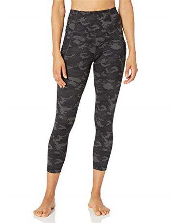 Core 10 Women's High-Waist Side-Pocket 7/8 Crop Yoga Legging, Camo, Medium