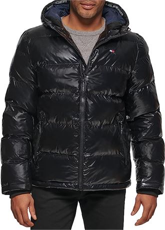 Tommy Hilfiger Men's Hooded Puffer Jacket, X-Lg Tall