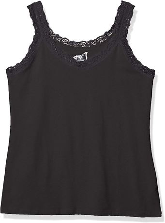 JUST MY SIZE Women's Plus Size Lace Tank, 4X, Black