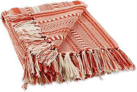 DII Braided Striped Throw, 50x60, Vintage Red