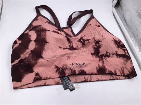 Victoria's Secret Pink Active Sports Bra, Large, Cider/Dark Brown Print