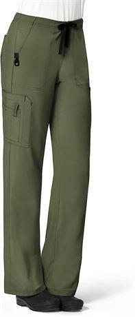 Carhartt Women's Utility Boot Cut Cargo Scrub Pant, Medium/Petite, Basil Green