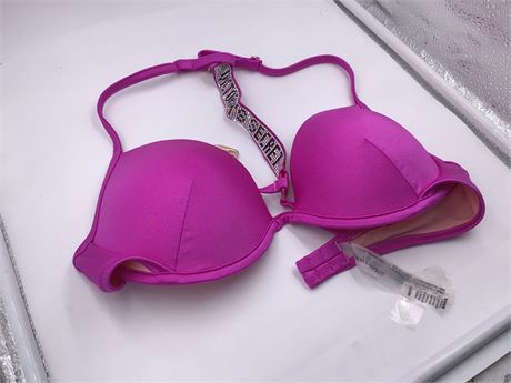 Victoria's Secret Push-Up Bra, 34C, Magenta Pink with Rhinestone Straps