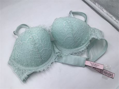 Victoria's Secret Push-Up Bra, 34B, Mint Green/Lace