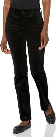 NYDJ Women's Marilyn Straight Leg Velvet Jeans, Black, Size 12