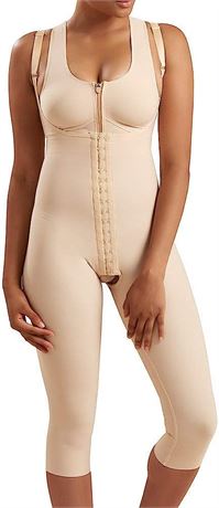 MARENA Compression Girdle with Hooked Front Closure, XL, Beige