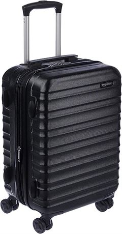 Amazon Basics 20-Inch Hardside Spinner Suitcase, Black