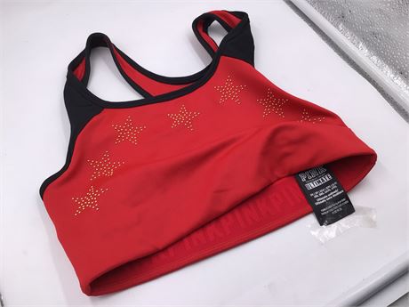 Victoria's Secret Sports Bra, X-Small, Red/Black with Gold Stars