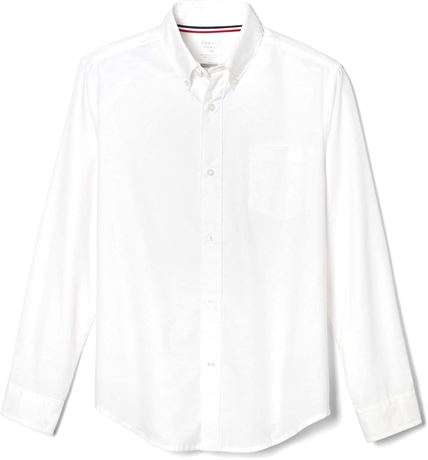 French Toast Boys Long Sleeve Oxford Shirt (Standard & Husky), White, 10 Husky