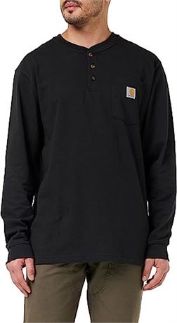 Carhartt Men's Loose Fit Heavyweight Long-Sleeve Pocket Henley T-Shirt, Lg