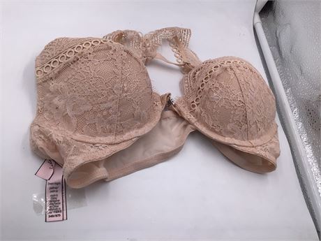 Victoria's Secret Push-Up Bra, 34B, Beige/Glitter/Lace