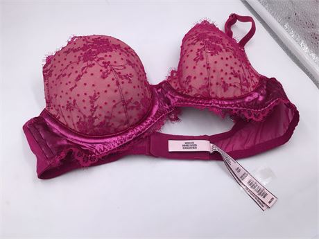 Victoria's Secret Push-Up Bra, 34B, Cerise/Lace