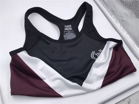 Victoria's Secret PINK Sports Bra, Medium, Black/Burgundy/White