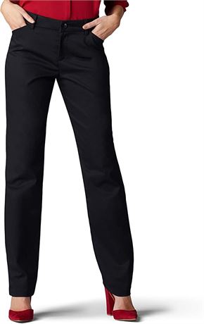 Lee Women's Plus Size Wrinkle Free Relaxed Fit Straight Leg Pant, 22W, Black