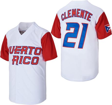 Roberto Clemente Puerto Rico World Game Classic Baseball Jersey Stitched M