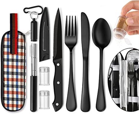 Netany Portable Travel Cutlery/Utensil Kit, Black