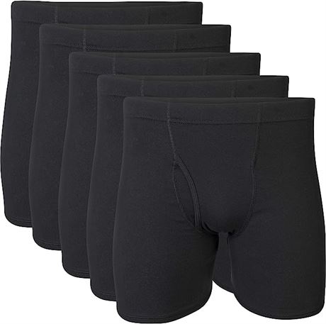 Gildan Men's Underwear Covered Waistband Boxer Briefs - 5 Pack - Black