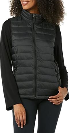 Amazon Essentials Women's Lightweight Water-Resistant Puffer Vest, Black, Large