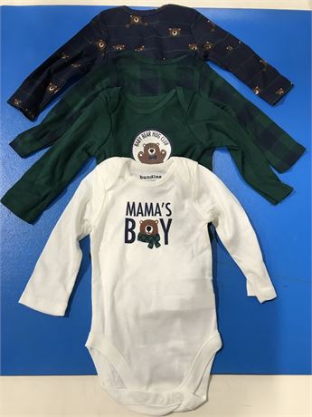 Bundles Baby Place Long Sleeve Cotton Onesie Bodysuits - Assorted - Bear - 3M