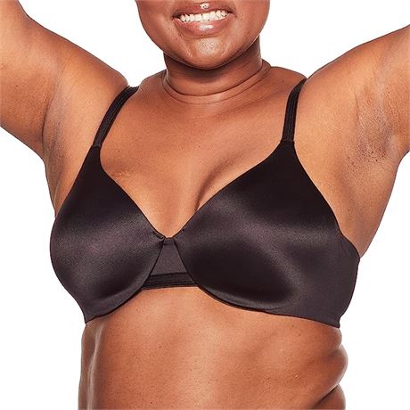 Bali One Smooth U Underwire Bra, Smoothing Shapewear Bra, 36B, Black